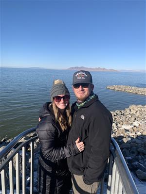 My husband and I at the Great Salt Lake.