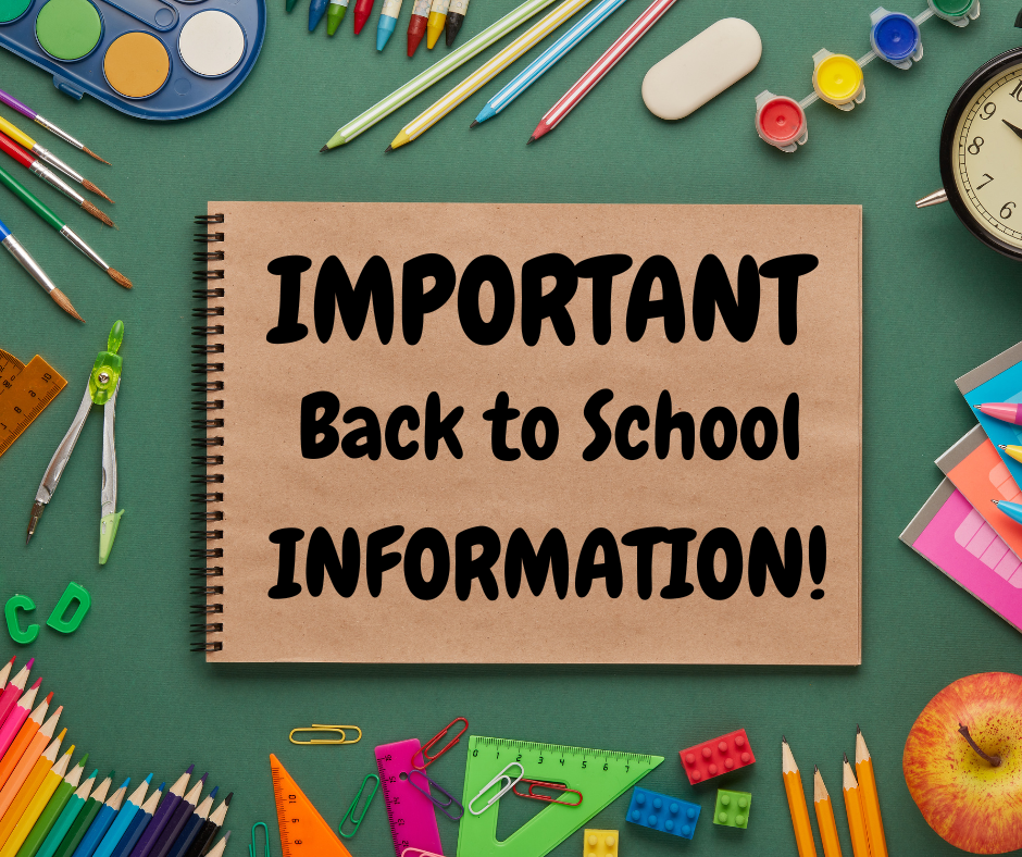  Important back to school information graphic