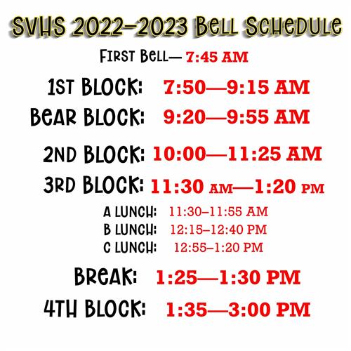 2022-2023 Bell Schedule