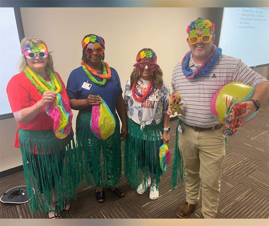 educators in theme costumes during professional development on social emotional wellness and awareness