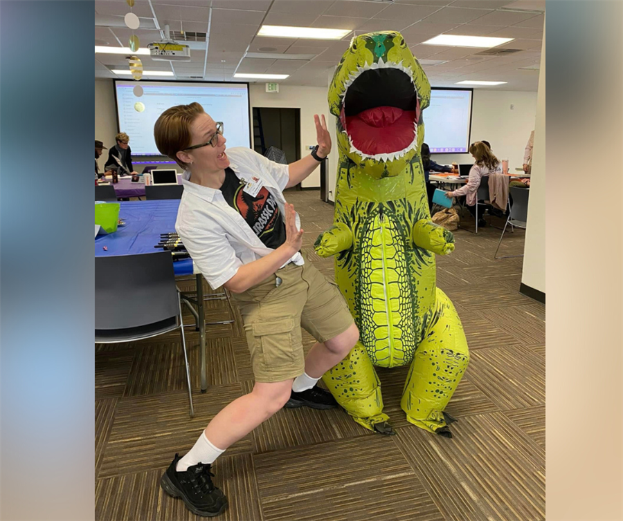 educators in theme costumes during professional development on social emotional wellness and awareness